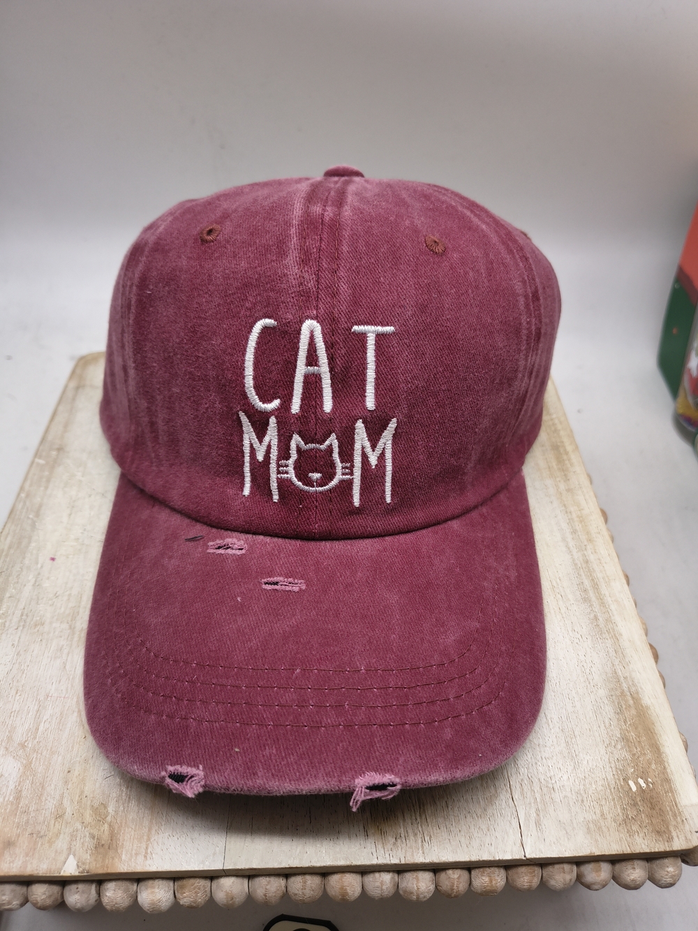Cat Mom Baseball Cap - Burgundy